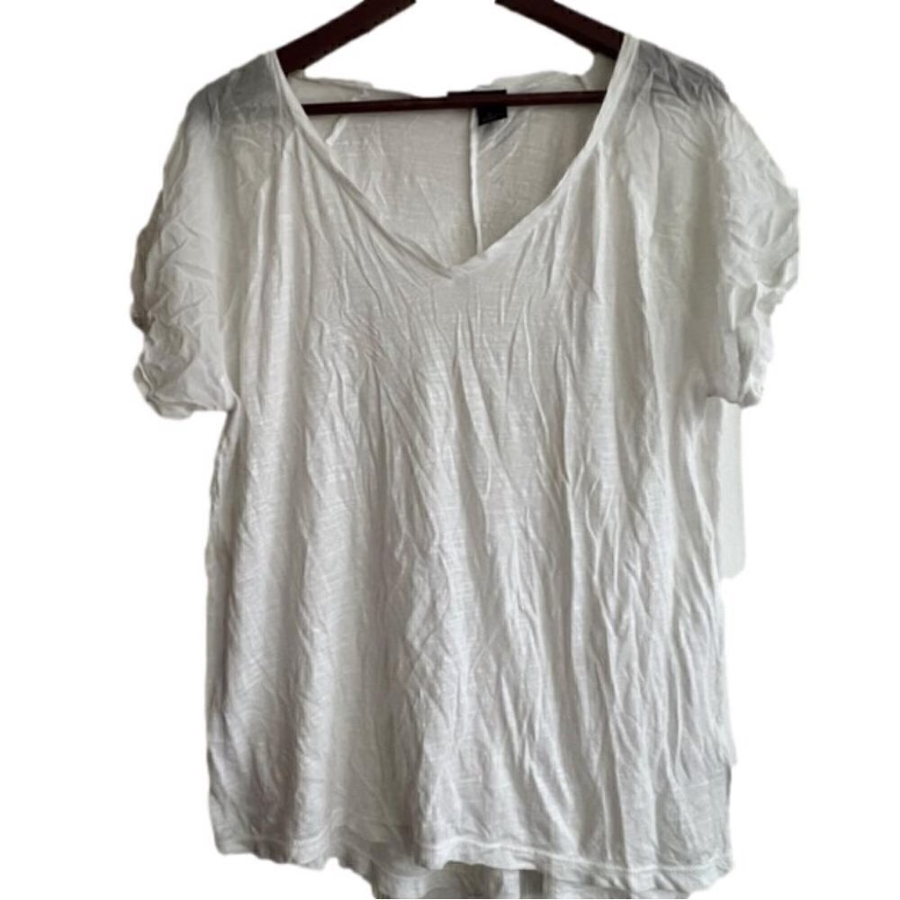DKNY Semi-Sheer White Dressy Tee, Lady’s Size Large, EUC